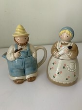 Otagiri Japan Ceramic Hand Painted Dutch Farm Couple Creamer and Sugar Set picture