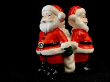 Three Santa Candle Holder ceramic '50s Japan Vintage NAPCO NORCREST HOLT HOWARD picture