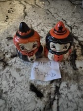 NEW Johanna Parker Halloween Ceramic Salt and Pepper Shakers Set Pumpkin Witch picture