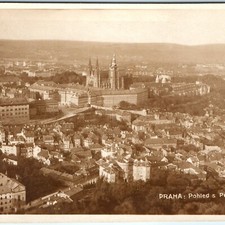 c1930s Prague Petrin Birds Eye RPPC Postcard Aerial View Praha Czechia Castle picture