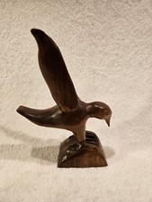 Carved Walnut Hawk Likely Cherokee. Signed something on bottom. 5.5