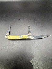 Vtg Kutmaster Utica NY Jr Stockman 3Blade Knife Yellow Delrin Factory Edges USA picture