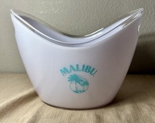 Malibu Rum Thick Acrylic White Bottle Service Ice Bucket w/ Handles BRAND NEW picture