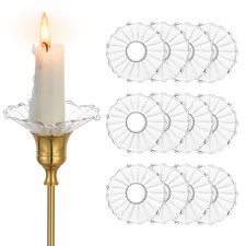 Hewory Glass Bobeches for Candlestick Holders: 12 Pcs Ribbed 12 PCS, Clear picture