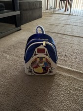Loungefly Disney Princess Mini Backpack Blue/White Velvet Heart Charm picture