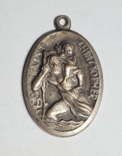Vintage Saint Christopher Medal Catholic 3D Religious Pendant Travels Charm picture