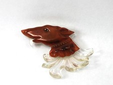 1940s Bakelite and Lucite Dog Figural Pin Brooch Book Piece picture