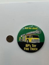 Rare BP FIRE TRUCK CASHIER 3” PINBACK PIN BUTTON picture