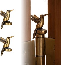 2 Pcs Brass Hummingbird Magnetic Door Hinge Head Decorative Toppers picture