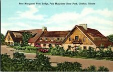 1930'S. PERE MARQUETTE HOTEL LODGE. GRAFTON, ILL. POSTCARD r7 picture