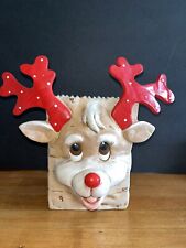 Vintage Rudolph the Red Nosed Reindeer basket pottery picture