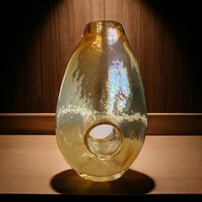 Amber Glass Art Vase With Unique Cutout Design picture