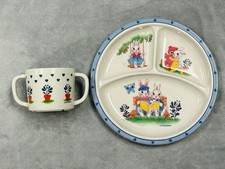 Selandia Pfaltzgraff VINTAGE Child Devided Bunny Plate And Two Handled Cup picture