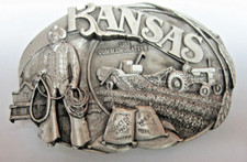 Kansas Commemorative 1985 Buckle Siskiyou Limited, Farmer, Cowboy picture
