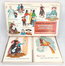 Vintage 1960s Pennsylvania Dutch Neighborly Greeting Card Set With Original Box picture