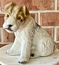 VTG Brinn's Terrier Bisque Porcelain Dog Figurine White w/ Brown Ears picture