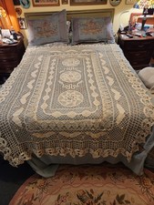 Beautiful Vantage / Antique Hand Crocheted Tablecloth With Butterflies picture