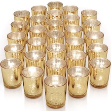 Gold Mercury Glass Votive Candle Holders 1.5 Inch Tea Light Wedding Centerpieces picture
