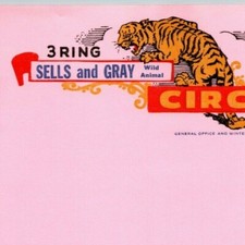 Scarce Sells & Gray Circus Letterhead c1960's-70's Deland, Florida - Tiger picture