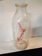 Vintage Hoover's Dairy Sanborn, NY glass 1 qt. milk bottle. 8.5