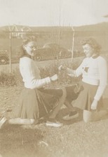Original Vintage Photo 1940s Cheerleaders Young Women Cheer Uniforms picture