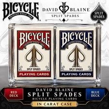 David Blaine Bicycle Split Spades Red Blue 2 Deck Set w/ Carat Case Rare picture