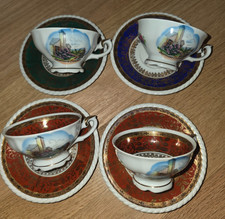 4 RW Rudolf Waechter handpainted demitasse floral with Bermuda Cottage motif picture
