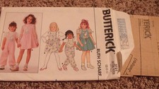 VINTAGE SEWING PATTERN BUTTERICK 3721 CHILDREN GIRLS 2-3-4 JUMPER JUMPSUIT TOP picture