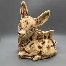 Vintage McCoy Pottery Marked USA Desirable Sitting Brown/Beige Fawn Deer Planter picture