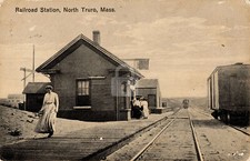 North Truro MA Railroad Train Station 1917 Vintage Photo Postcard COPY picture