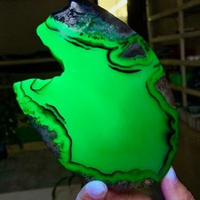 469G  Natural hyalite opal+smoky quartz  fluorescent specimen /Namibia crystal picture