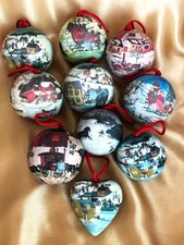10 Vintage Decoupage Paper Mache Christmas Ornaments- Victorian Style picture