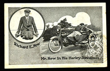RARE 10s Richard E New Harley Davidson Motorcycle circus sideshow postcard picture