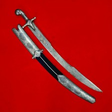 Indo Persian Mughal Islamic Silver Koftgari Damascus Sword Shamshir Kilij Pala picture