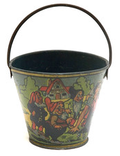 1938 Walt Disney Snow White Seven Dwarfs Tin  Sand Pail picture