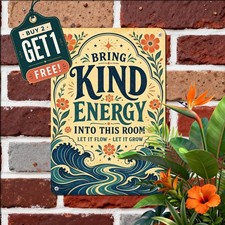 Calm Ocean Waves Mindful Energy Slogan Sign Serene Meditation Metal Plaque picture