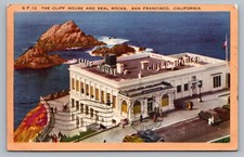 Cliff House Seal Rocks San Fancisco CA Old Cars California Coast Postcard Vtg E7 picture