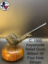 C. 1950 Kaywoodie Relief Grain Billiard 39 Four Hole Stinger Tobacco Pipe picture