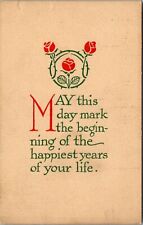 Vintage Postcard May This Day Mark The Beginning of the Happiest Years picture