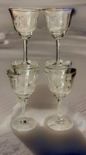 Set of 6 TIFFIN ART NOUVEAU/ART DECO HYBRID Gray-Cut, Etched Crystal Cocktail picture