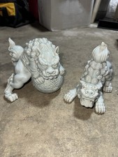Vintage Pair Celadon Foo Dogs Figurines Andrea Sadek Porcelain Lions 5.5