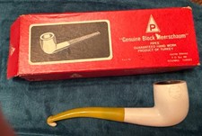 Vintage Turkish Genuine Block Meerschaum pipe with box picture