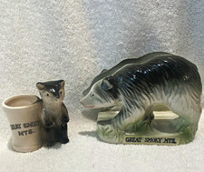 Vintage Great Smoky Mountains Bear  Napkin & Toothpick Holder Set Made in Japan picture