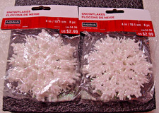 16 pcs ARTMINDS WHITE Pearlized Glitter SNOWFLAKE Ornaments 4” CHRISTMAS picture