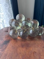 Vintage Lucite Grapes Cluster Seafoam Blue Driftwood Vine MCM 1960s 70s Decor picture
