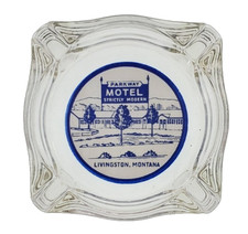 Vintage Clear Glass Marketing Ashtray / Parkway Motel / Livingston Montana MT picture