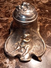 Antique Vintage Inkwell Gilt JB 518 Jennings Bros Kissing Cherubs Nice Brass? picture