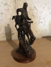 Bronze After Frederic Remington’s 'MOUNTAIN MAN'  Bronze Figurine Wood Base picture