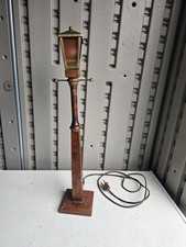 Simpich Lantern Table Lamp Wood Metal Brown Gold Corded Vintage Carolers 19” picture