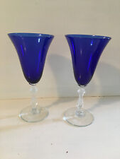 2 Morgantown MONROE Cobalt Ritz Blue Water Goblets Large Wine Glasses 8-1/4